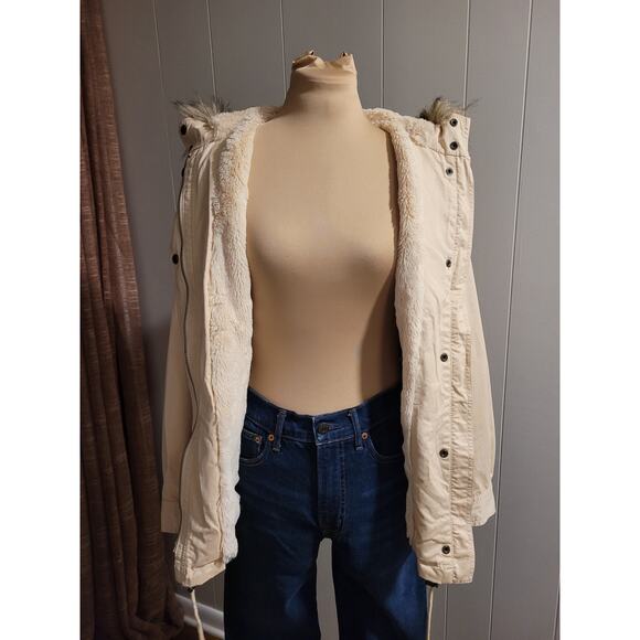 Banana Republic Heritage Women's XS Beige Fur Collar Classy Coat - Picture 13 of 16